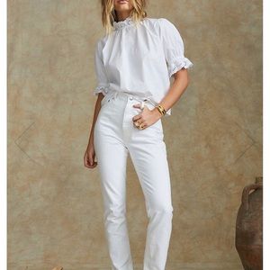 Maurie + Eve white blouse with lace detail. NWT